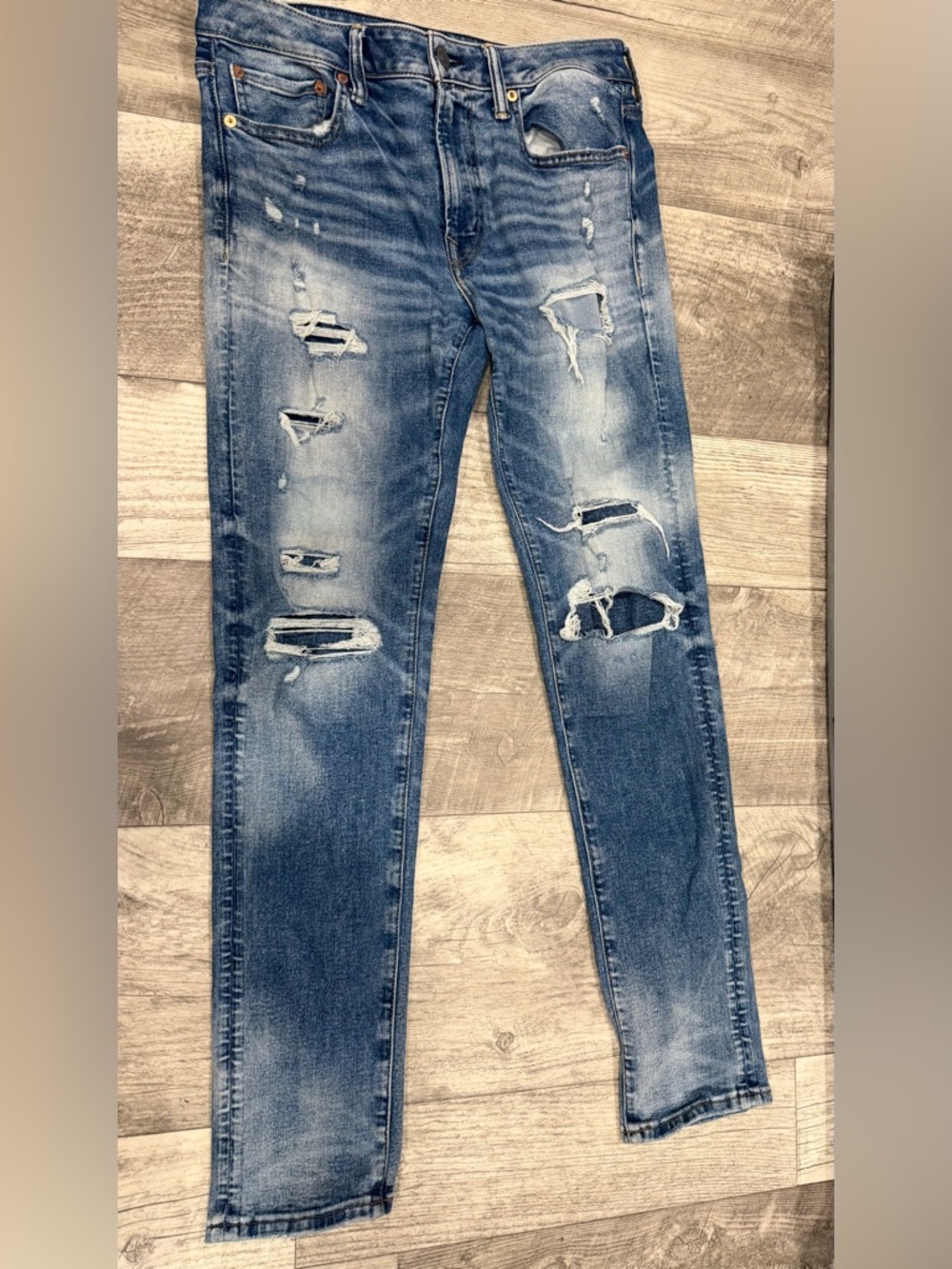 American Eagle Outfitters Distressed Skinny Jeans - Blue